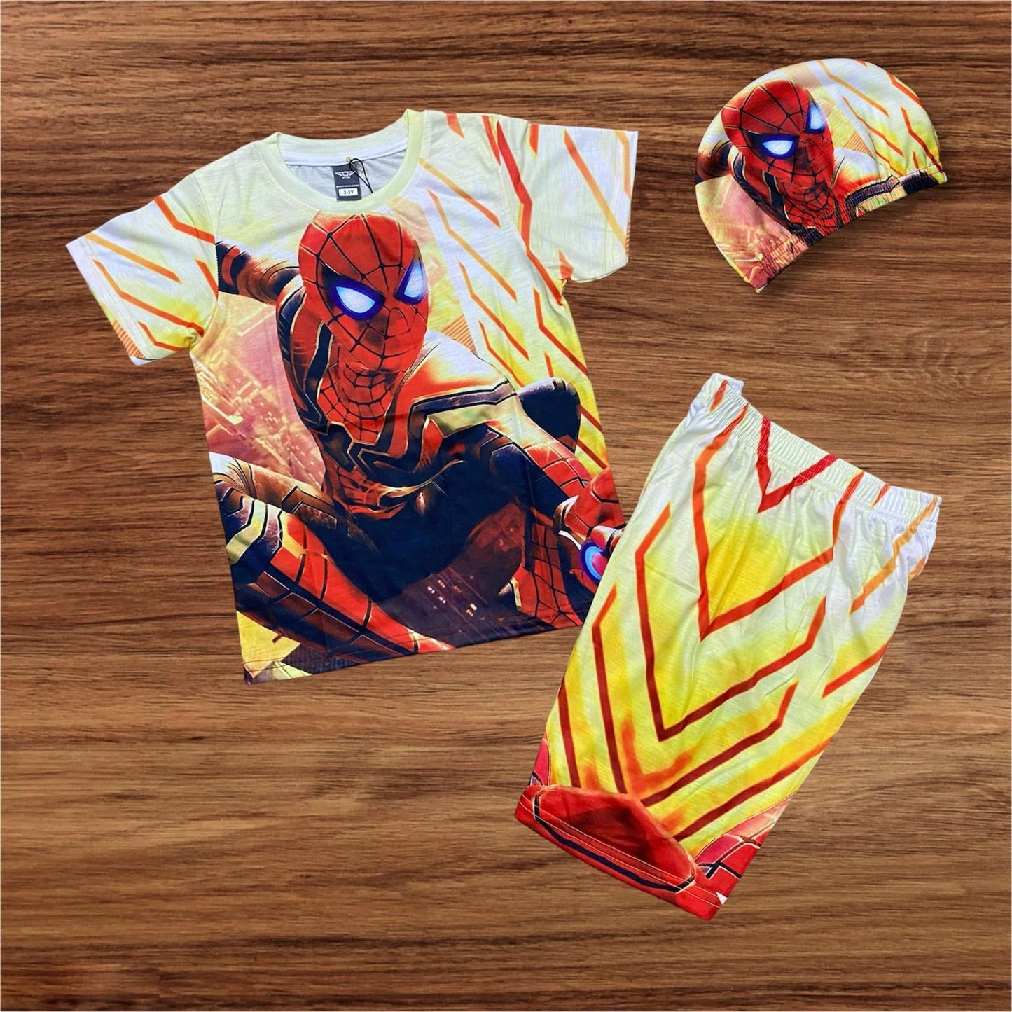 SPIDERMAN KIDS TOP BOTTOM SET WITH CAP