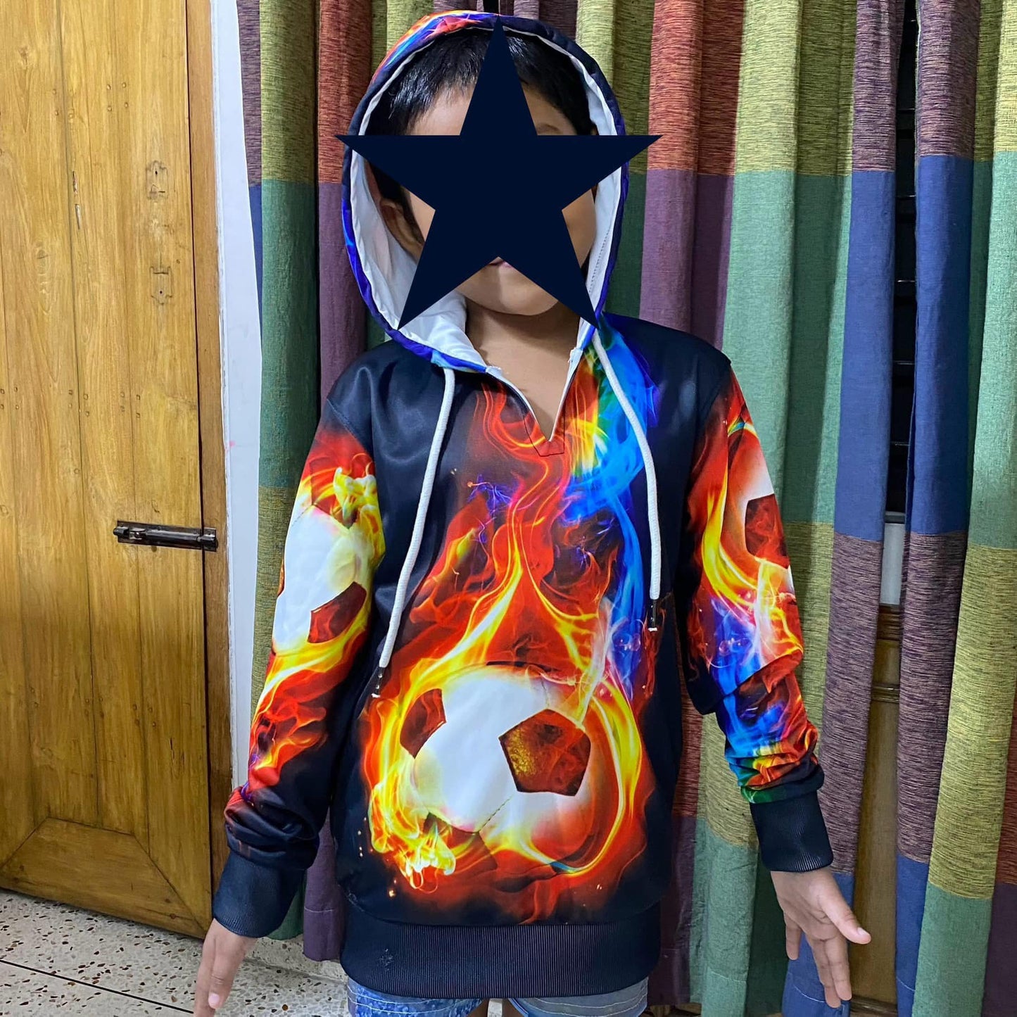 FIRE FOOTBALL KIDS HODDY ( 2  TO 11 YEARS)