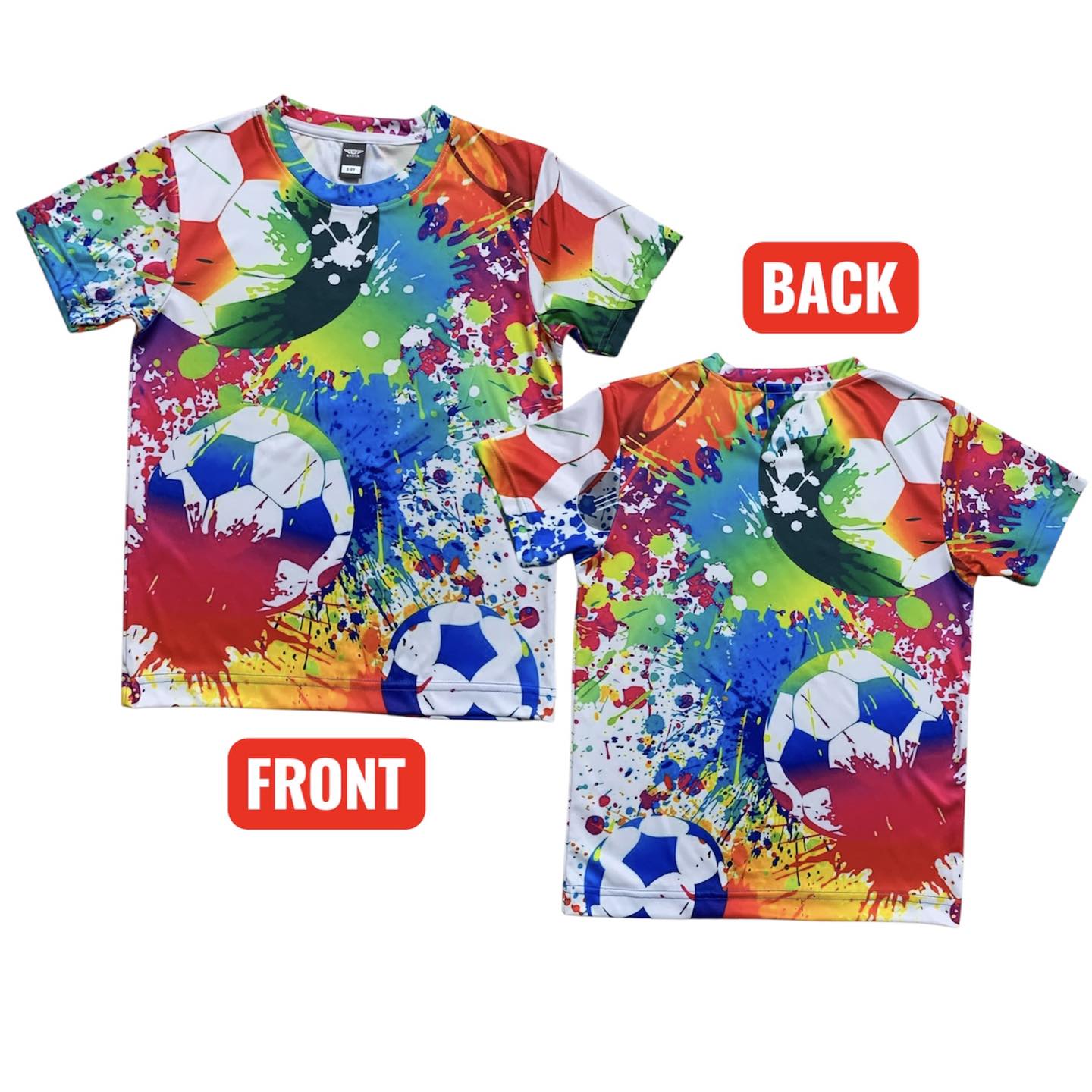 COLOUR FOOTBALL FULL BODY PRINT KIDS T-SHIRT ( LIFE TIME COLOR GUARANTEE)