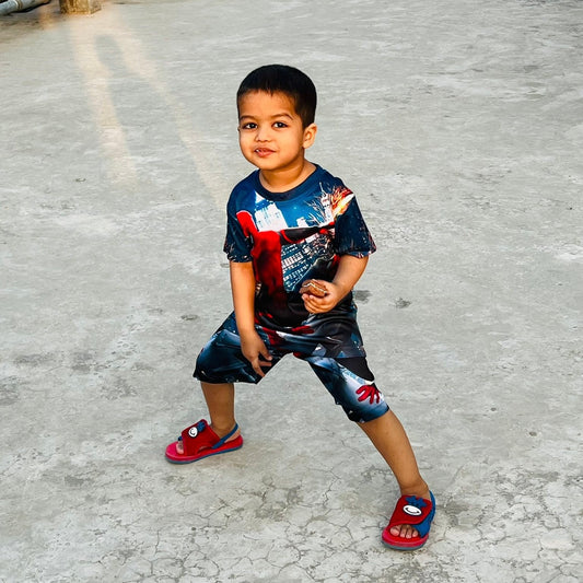 SPIDERMAN KIDS TOP BOTTOM SET WITH CAP