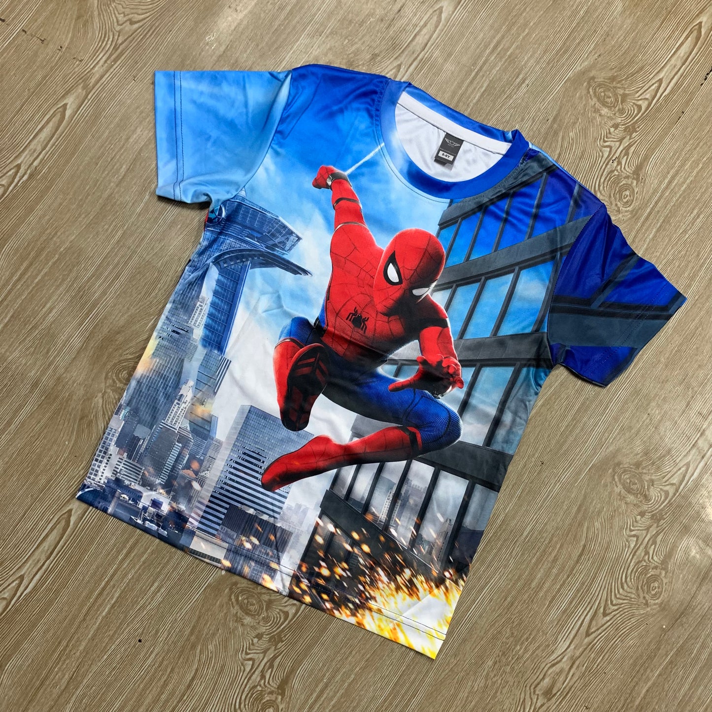 প্রিমিয়াম কোয়ালিটি স্পাইডার ম্যান  ফুল বডি প্রিন্ট বেবি টি-শার্ট (১ বছর থেকে ৯ বছর)