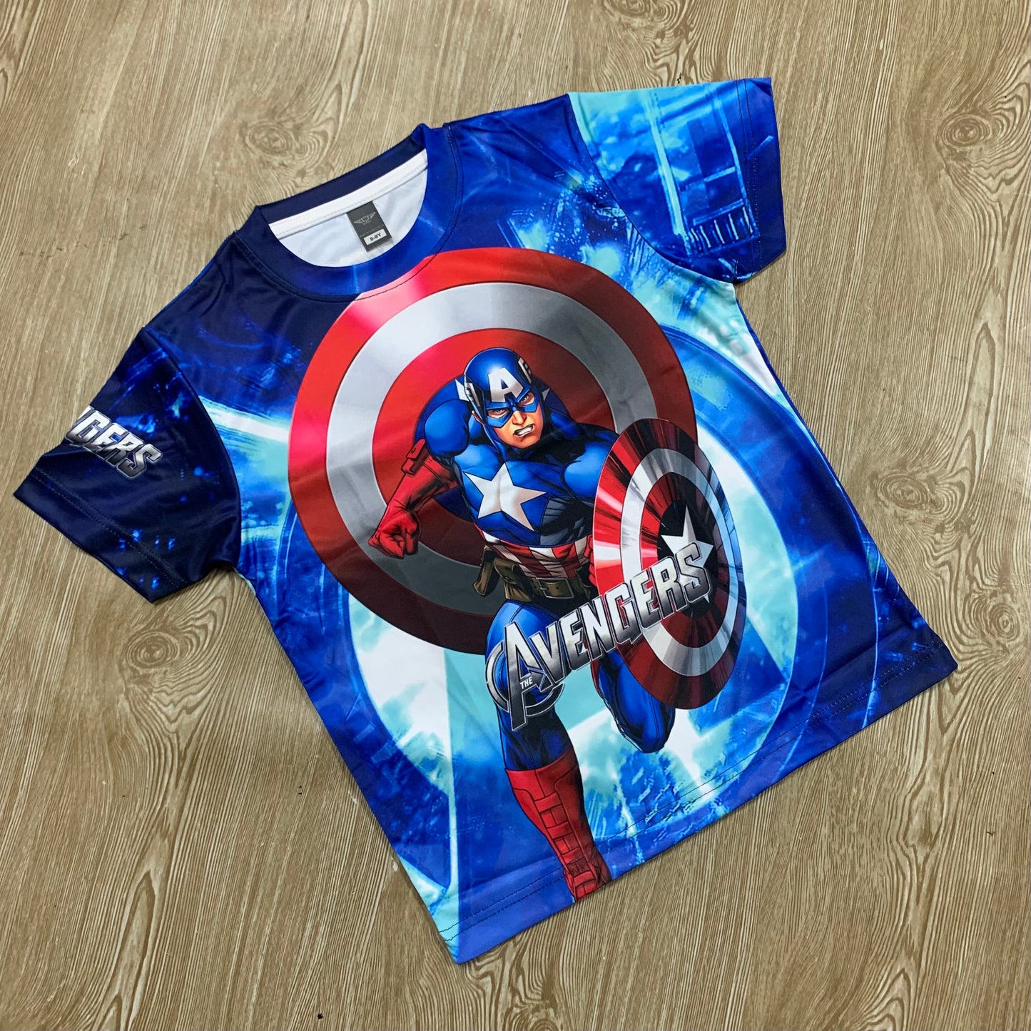 প্রিমিয়াম কোয়ালিটি স্ক্যাপ্টেন আমেরিকা ফুল বডি প্রিন্ট বেবি টি-শার্ট (১ বছর থেকে ৯ বছর)