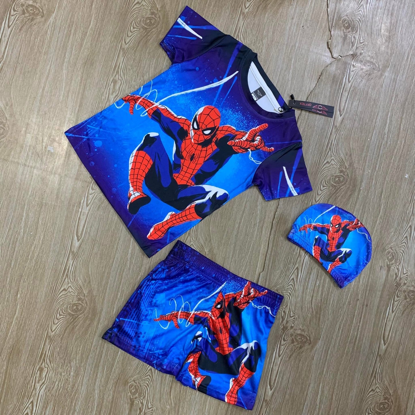 SPIDERMAN KIDS TOP BOTTOM SET WITH CAP (JERSEY MATERIAL)