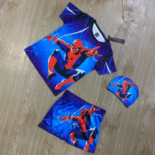 SPIDERMAN KIDS TOP BOTTOM SET WITH CAP (JERSEY MATERIAL)