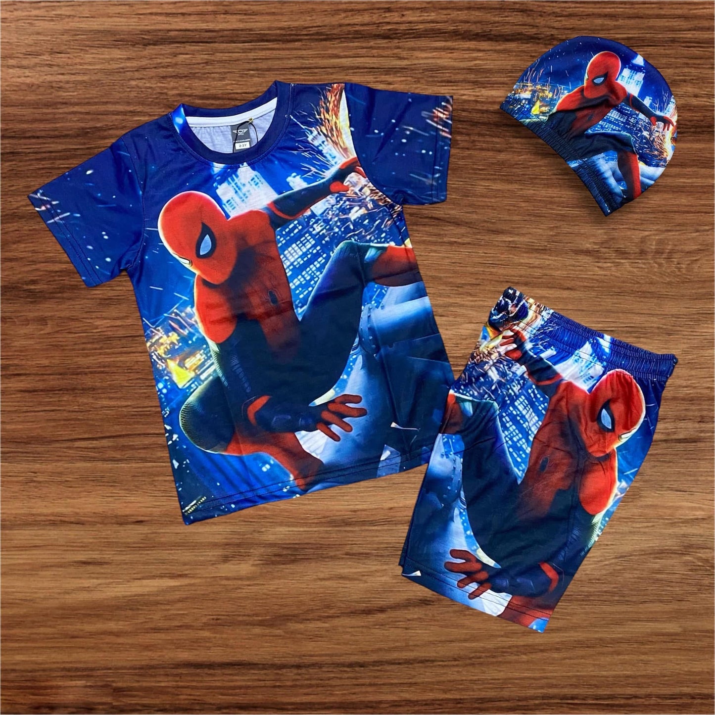 SPIDERMAN KIDS TOP BOTTOM SET WITH CAP