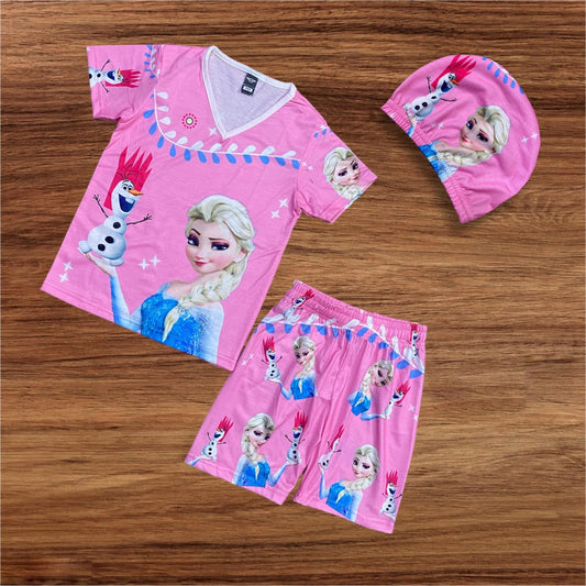 FROZEN KIDS TOP BOTTOM SET WITH CAP (COTTON MATERIAL 1Y TO 12Y)